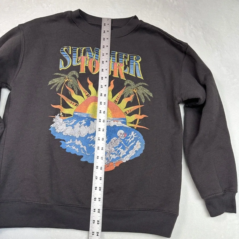 Billabong Retro Summer Tour Graphic Sweatshirt Pullover Skeleton Surfer Sun Sz M